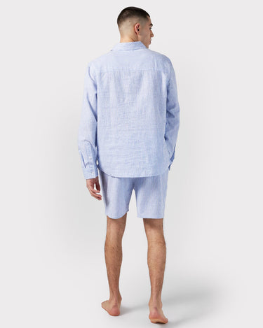 Poplin Stripe Pyjama Shorts - Navy & White